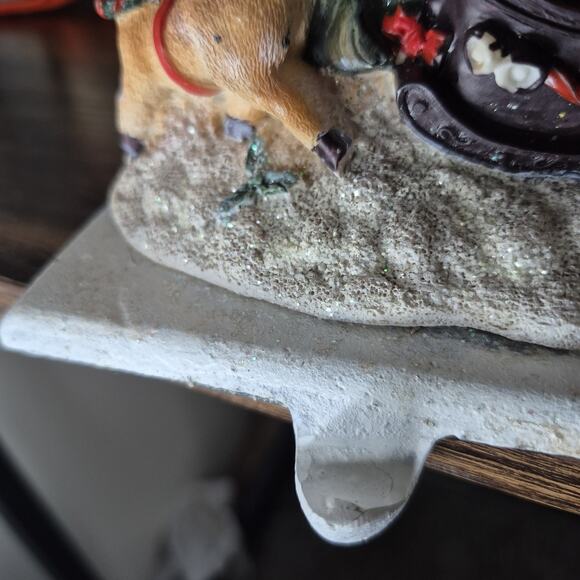 Santa Sleigh Stocking Holder – Heavy Resin Dolgen Christmas Mantel Hanger - Picture 8 of 9